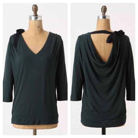 Anthropologie Tops - Anthropologie Postmark Tie Back Draped Blouse Top
